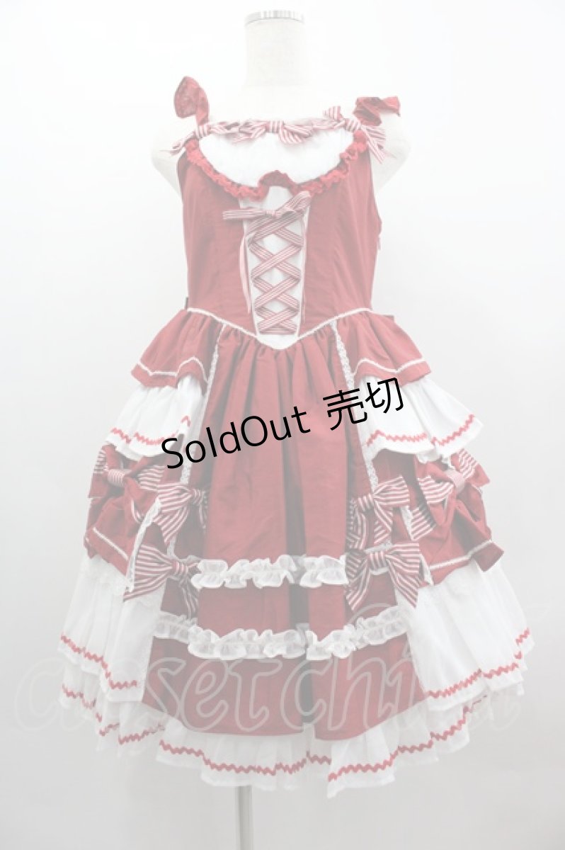 画像1: BABY,THE STARS SHINE BRIGHT / Little Girlish Sweet Ribbonジャンパースカート  エンジ I-25-03-23-057-BA-OP-HD-OS (1)