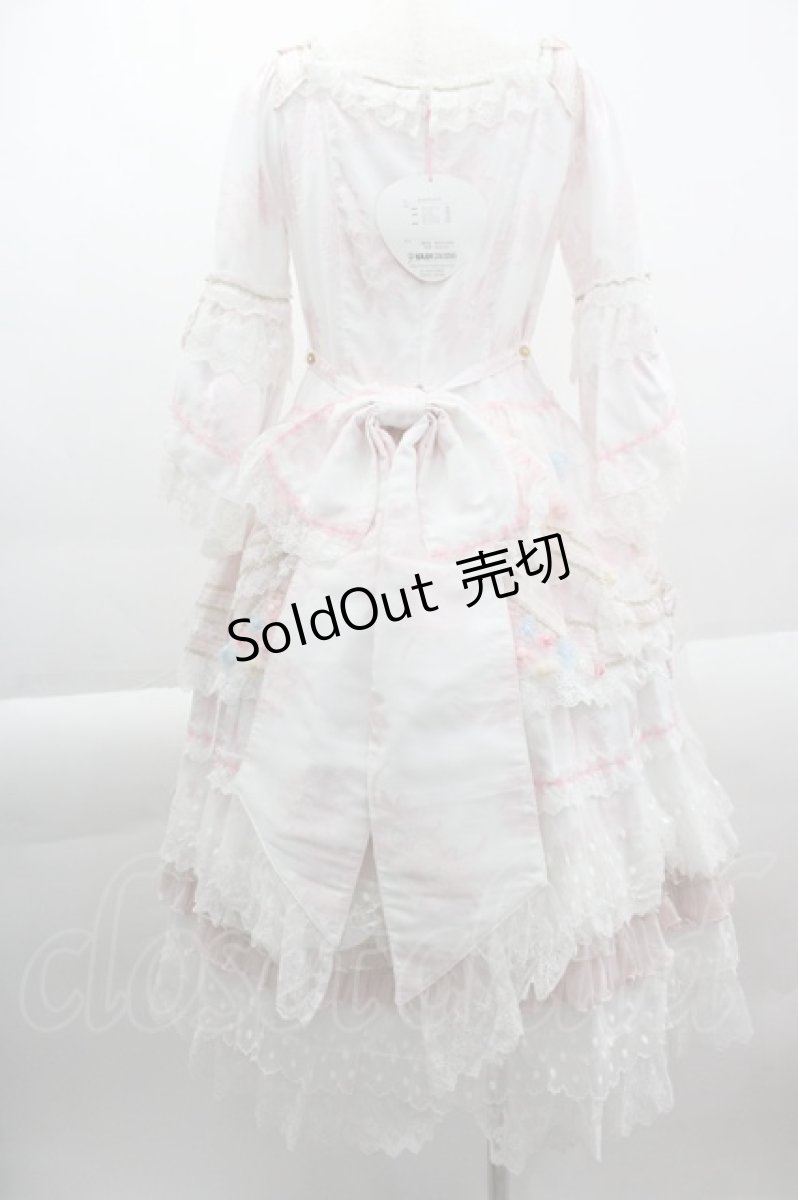 画像2: BABY,THE STARS SHINE BRIGHT / Marie Laurencin 夢見る花摘の乙女のワンピースドレス  白Ｘピンク I-25-03-23-064-BA-OP-HD-OS (2)