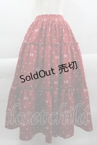 axes femme kawaii / ハートドット柄ティアードスカート M レッド I-25-03-23-079-AX-SK-HD-ZI