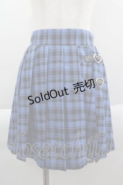 画像1: Jamieエーエヌケー / ハートバックルベルトチェックスカート  青ｘ黒 I-25-03-23-082-LO-SK-HD-ZI
