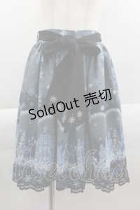 axes femme POETIQUE / 刺繍入り雪柄ミドルスカート  ネイビー I-25-03-23-086-AX-SK-HD-ZI
