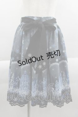 画像1: axes femme POETIQUE / 刺繍入り雪柄ミドルスカート  ネイビー I-25-03-23-086-AX-SK-HD-ZI