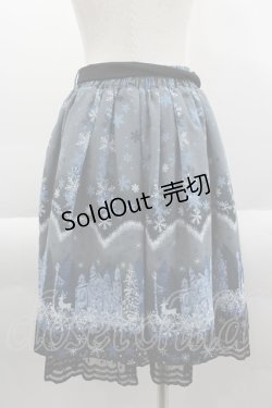 画像2: axes femme POETIQUE / 刺繍入り雪柄ミドルスカート  ネイビー I-25-03-23-086-AX-SK-HD-ZI