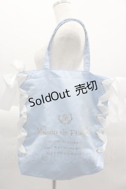 画像1: Maison de FLEUR / レースアップリボントートバッグ  サックスＸ白 I-25-03-23-112-LO-BG-HD-ZI