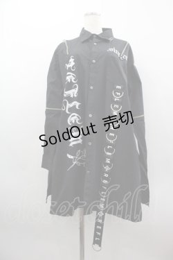 画像1: REFLEM / Dカンプリントロングシャツ  黒Ｘ白 I-25-03-23-013-PU-BL-HD-ZI