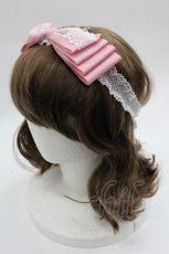 画像3: 【SALE】Shirley Temple / レースリボンヘアバンド 52-56CM ピンクＸ白 I-25-03-23-120-ET-AC-HD-ZT437-F002 (3)
