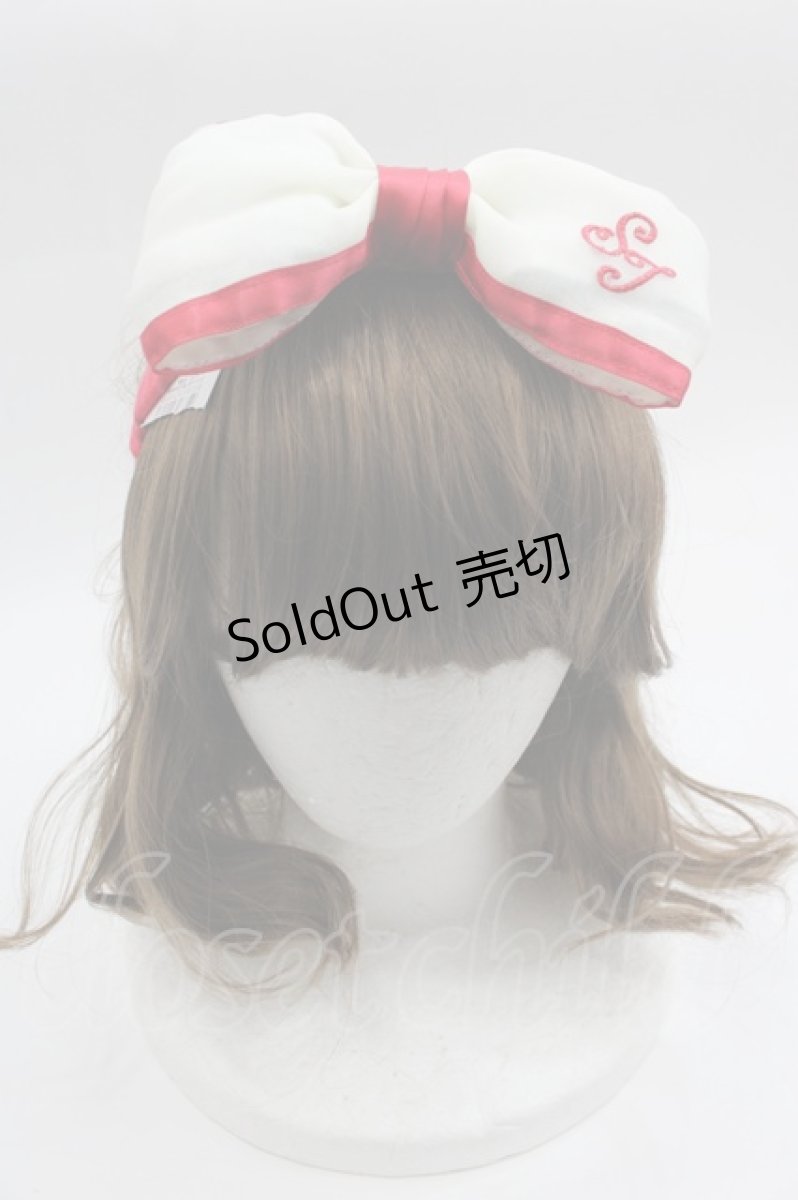 画像1: 【SALE】Shirley Temple / リボンオーガンジーヘアバンド 52-56CM 白Ｘ赤 I-25-03-23-121-ET-AC-HD-ZT437-F002 (1)