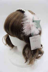 Shirley Temple / リボンファーパールカチューシャ  ピンクＸ白Ｘ黒 I-25-03-23-124-ET-AC-HD-ZT437-F003