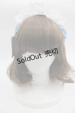 画像1: Shirley Temple / メイドレースリボンカチューシャ  白ＸサックスＸ黒 I-25-03-23-125-ET-AC-HD-ZI