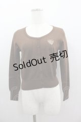 Emily Temple cute / ハートロゴ刺繍ラメニットカーディガン M ブラウン I-25-03-23-023-ET-TO-HD-ZI
