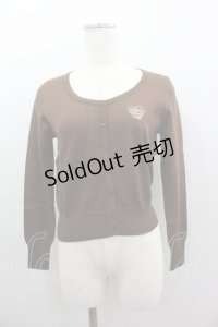 Emily Temple cute / ハートロゴ刺繍ラメニットカーディガン M ブラウン I-25-03-23-023-ET-TO-HD-ZI