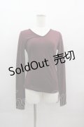 Ozz oneste / 裾薔薇刺繍しぼりデザインカットソー  ブラウン I-25-03-23-037-OO-TO-HD-ZI