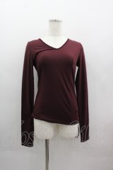 Ozz oneste / 裾薔薇刺繍しぼりデザインカットソー  ブラウン I-25-03-23-037-OO-TO-HD-ZI