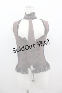 Qutie Frash / ネクタイ付きビスチェ  ブラウンＸ黒 I-25-03-23-043-QU-JA-HD-ZI