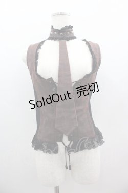 画像1: Qutie Frash / ネクタイ付きビスチェ  ブラウンＸ黒 I-25-03-23-043-QU-JA-HD-ZI