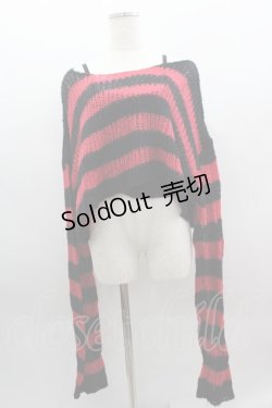 画像1: REFLEM / キャミソール付きボーダークロップドニット  赤Ｘ黒 I-25-03-23-046-PU-TO-HD-ZI