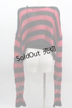 画像2: REFLEM / キャミソール付きボーダークロップドニット  赤Ｘ黒 I-25-03-23-046-PU-TO-HD-ZI