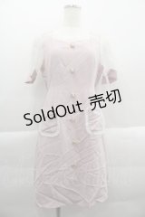 Ank Rouge / パールボタン&フリルワンピース  ピンクＸ白 I-25-03-29-074-CA-SK-HD-ZI