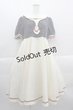 画像1: Favorite / クリアカード編 友枝中学校の長袖セーラーワンピース M アイボリーＸグレー I-25-03-29-076-LO-OP-HD-ZI