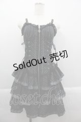 Ozz Croce / ストライプダブルZIPキャミワンピース  黒Ｘ白 I-25-03-29-078-OO-OP-HD-ZI