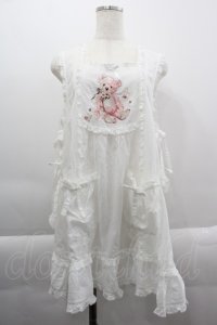 PINK HOUSE / 桜Teddy刺繍使いローンタブリエ  白 I-25-03-29-079-LO-TO-HD-ZI