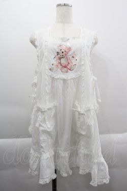 画像1: PINK HOUSE / 桜Teddy刺繍使いローンタブリエ  白 I-25-03-29-079-LO-TO-HD-ZI