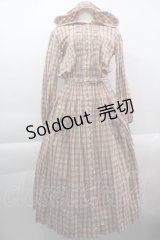 PINK HOUSE / チェックフート付き長袖ワンピース  ベージュ I-25-03-29-087-LO-OP-HD-ZI