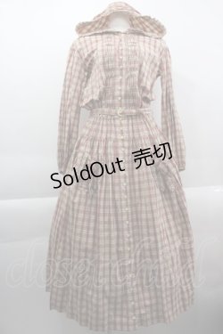 画像1: PINK HOUSE / チェックフート付き長袖ワンピース  ベージュ I-25-03-29-087-LO-OP-HD-ZI