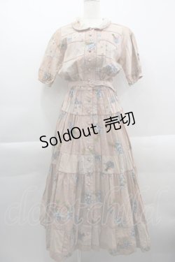 画像1: PINK HOUSE / 忘れな草柄&刺繍半袖ワンピース  ピンク I-25-03-29-094-LO-OP-HD-ZI