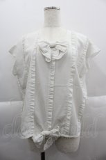 画像1: 【SALE】INGEBORG / フリルリボン半袖ブラウス  白 I-25-03-29-042-LO-BL-HD-ZT229 (1)
