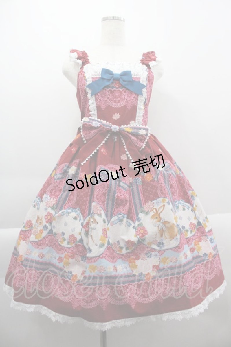 画像1: BABY,THE STARS SHINE BRIGHT / Pastoral Decoration Palette柄ヨークレースジャンパースカート  エンジ I-25-03-29-046-BA-OP-HD-OS (1)