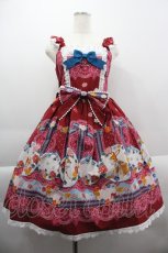 画像1: BABY,THE STARS SHINE BRIGHT / Pastoral Decoration Palette柄ヨークレースジャンパースカート  エンジ I-25-03-29-046-BA-OP-HD-OS (1)