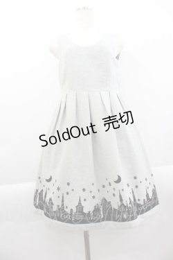 画像1: axes femme POETIQUE / 裾フロッキー夜景プリントジャンパースカート  グレーＸ黒 I-25-04-04-071-AX-OP-HD-ZI