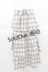 axes femme / ボリュームティアードスカート  ブラウンチェック I-25-04-04-087-AX-SK-HD-ZI