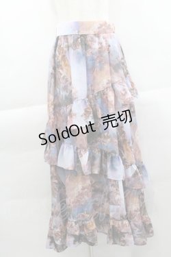 画像1: axes femme NOSTALGIE / 天使柄フリルロングスカート M ブルー I-25-04-04-089-AX-SK-HD-ZI