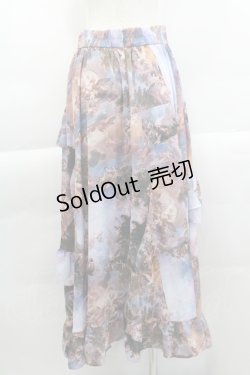 画像2: axes femme NOSTALGIE / 天使柄フリルロングスカート M ブルー I-25-04-04-089-AX-SK-HD-ZI