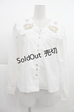 画像1: axes femme POETIQUE / お花刺繍ブラウス  白 I-25-04-04-011-AX-BL-HD-ZI
