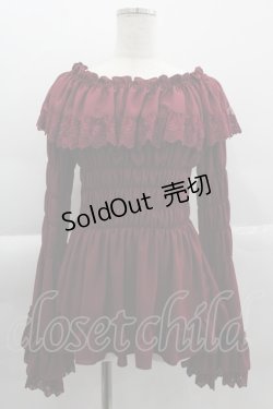 画像1: ATELIER PIERROT /オフショルダーシャーリングブラウス  ボルドー I-25-04-04-014-EL-BL-HD-ZI