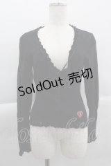 BABY,THE STARS SHINE BRIGHT /  裾B刺繍ニットカーディガン  黒 I-25-04-04-016-BA-TO-HD-ZI