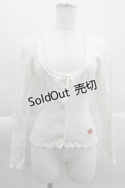画像1: BABY,THE STARS SHINE BRIGHT /  裾B刺繍ニットカーディガン  白 I-25-04-04-017-BA-TO-HD-ZI
