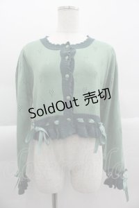 axes femme / ハート透かし編みニットカーディガン M グリーン I-25-04-04-019-AX-TO-HD-ZI