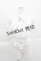 MARBLE / フリルジャボ半袖ブラウス  白 I-25-04-04-033-GO-BL-HD-ZI