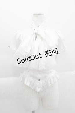 画像1: MARBLE / フリルジャボ半袖ブラウス  白 I-25-04-04-033-GO-BL-HD-ZI
