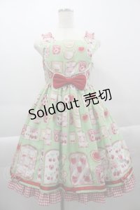 Angelic Pretty / Sunny Day Brunch BearジャンパースカートSet  グリーン I-25-04-04-044-AP-OP-HD-ZI