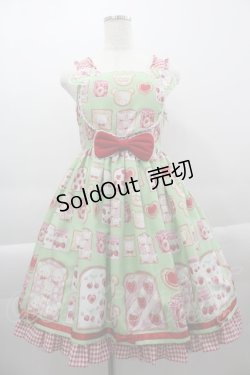 画像1: Angelic Pretty / Sunny Day Brunch BearジャンパースカートSet  グリーン I-25-04-04-044-AP-OP-HD-ZI