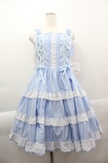 画像1: BABY,THE STARS SHINE BRIGHT / ミルフィーユジャンパースカート  サックスＸ白 I-25-04-07-053-BA-OP-HD-ZI (1)