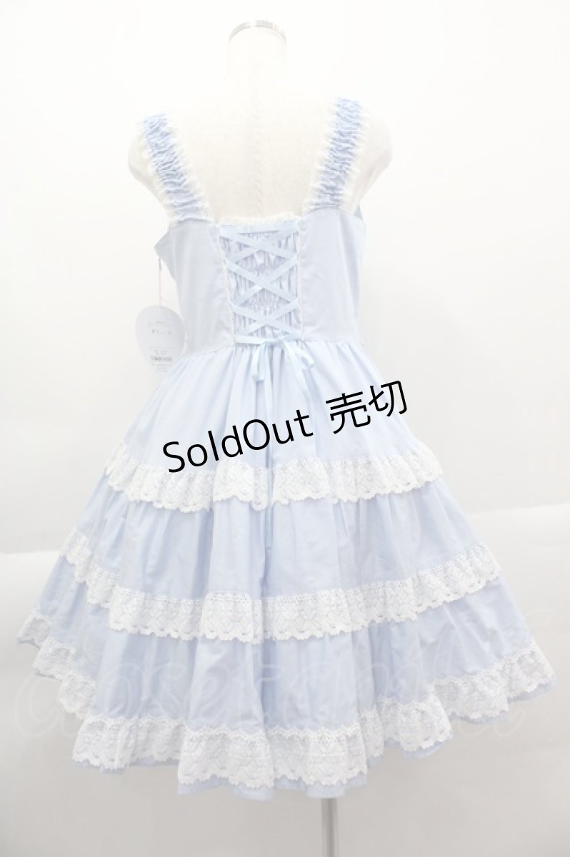 画像2: BABY,THE STARS SHINE BRIGHT / ミルフィーユジャンパースカート  サックスＸ白 I-25-04-07-053-BA-OP-HD-ZI (2)