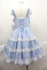 画像2: BABY,THE STARS SHINE BRIGHT / ミルフィーユジャンパースカート  サックスＸ白 I-25-04-07-053-BA-OP-HD-ZI (2)