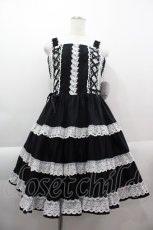 画像1: BABY,THE STARS SHINE BRIGHT / ミルフィーユジャンパースカート  黒Ｘ白 I-25-04-07-054-BA-OP-HD-ZI (1)