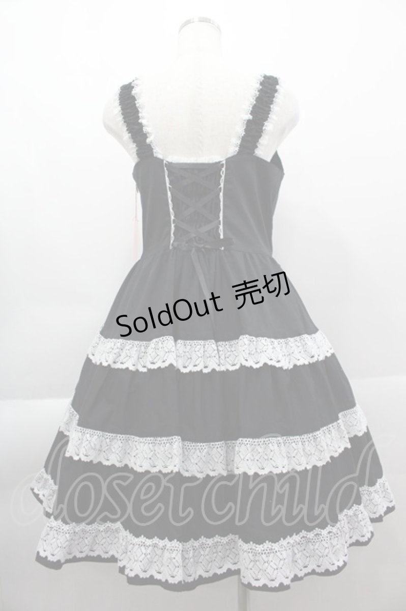 画像2: BABY,THE STARS SHINE BRIGHT / ミルフィーユジャンパースカート  黒Ｘ白 I-25-04-07-054-BA-OP-HD-ZI (2)